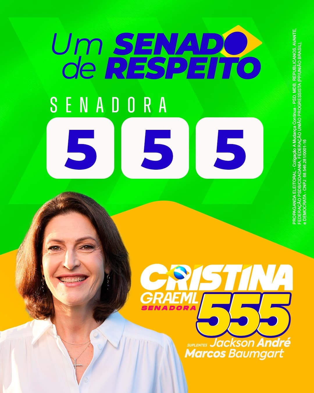 Santinho digital de Cristina Graeml para o Senado Federal